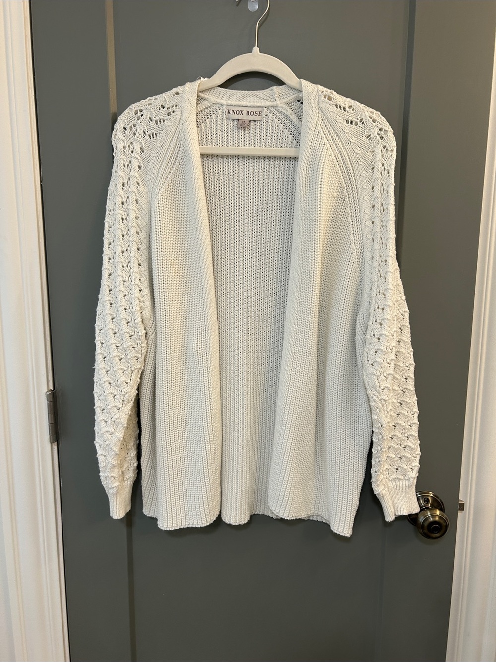 Knox Rose Cream Open Knit Draped Cardigan size medium